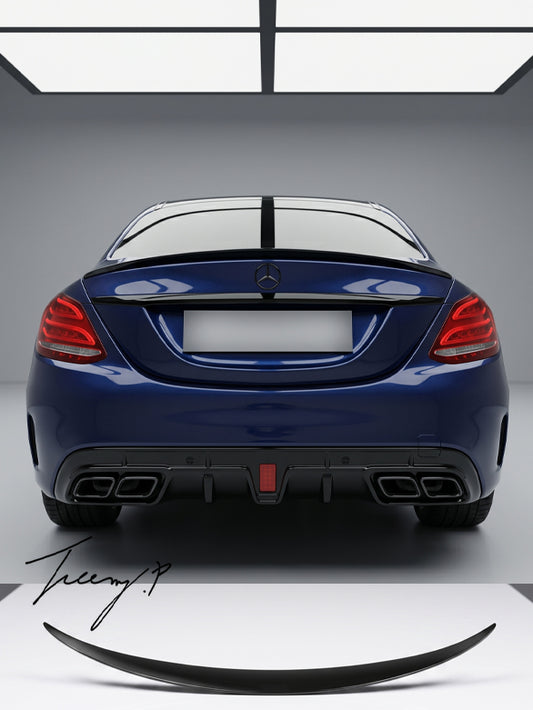 Mercedes C Class W205 AMG Line and C63 gloss black rear spoiler saloon 2014 to 2018
