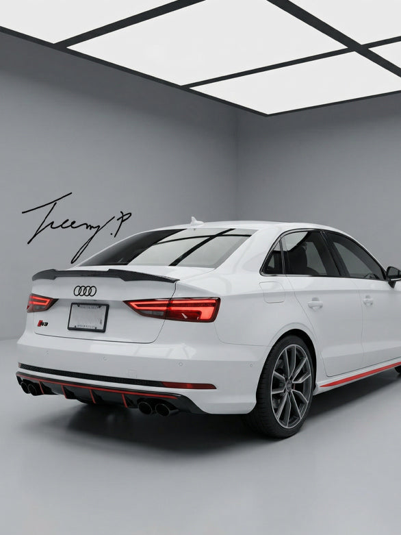 Audi A4 B9 S Line glossy black rear trunk lip spoiler wing 2017 and newer sporty sleek design
