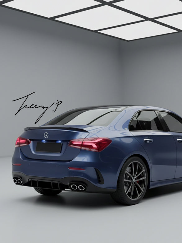 AMG line rear diffuser bumper spoiler for Mercedes A Class Saloon W177 2018 to 2023
