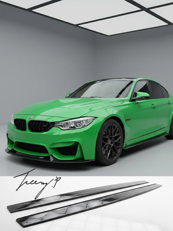 Performance style carbon side skirt extensions set for BMW M3 M4 F80 F82 2014 to 2019

