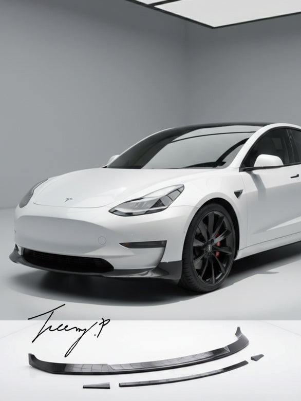 Carbon fiber front splitter lower lip for Tesla Model 3 2016 to 2020
