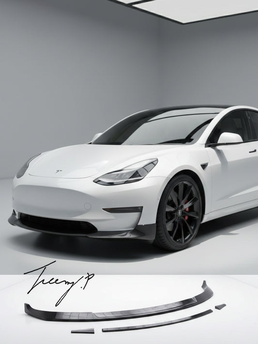 Carbon fiber front splitter lower lip for Tesla Model 3 2016 to 2020
