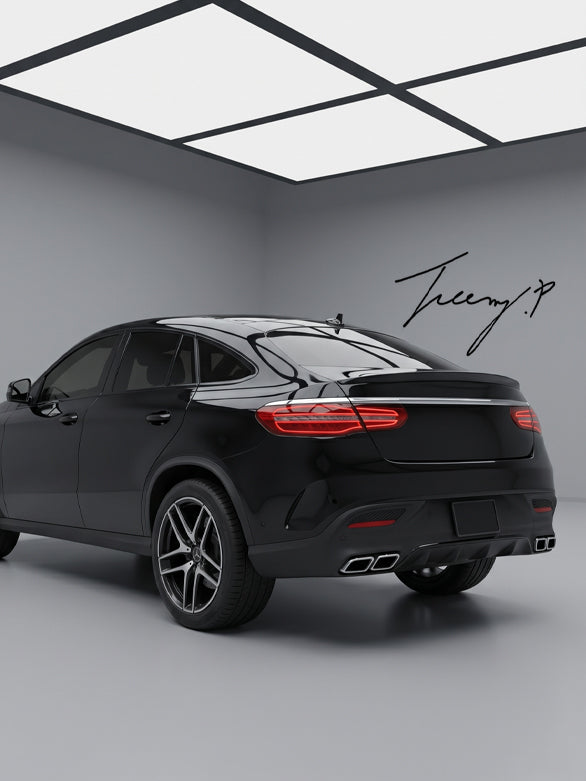 Mercedes GLE Coupe C292 AMG Line GLE63 style rear diffuser with black tailpipes
