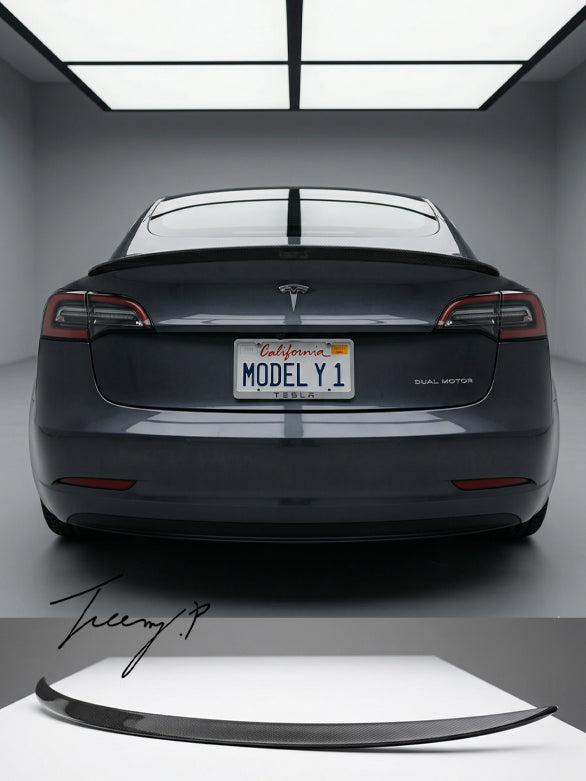 Tesla Model Y carbon effect rear trunk lip spoiler 2020
