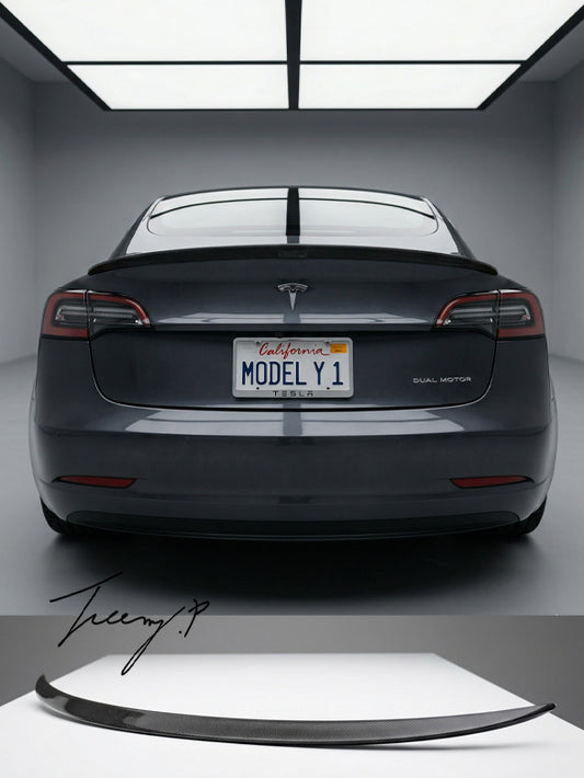Tesla Model Y carbon effect rear trunk lip spoiler 2020
