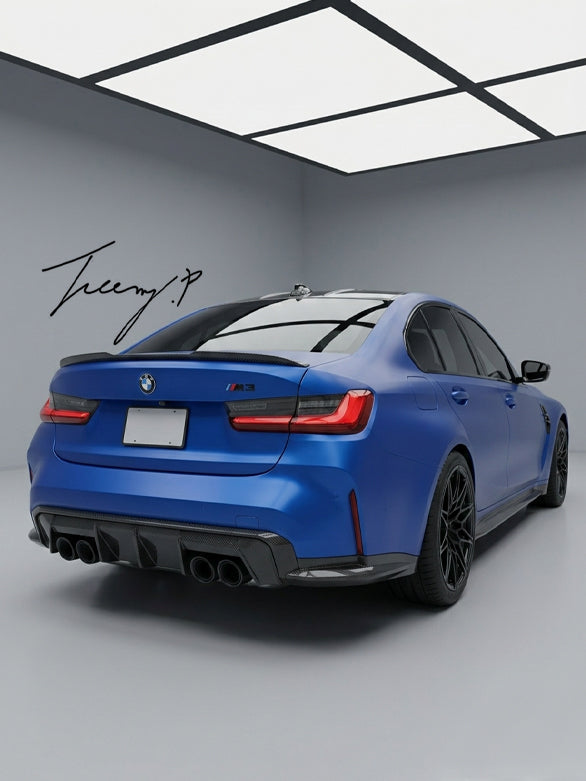 BMW G80 G81 M3 and G82 G83 M4 carbon fiber EC style big fin rear diffuser 2021 to present
