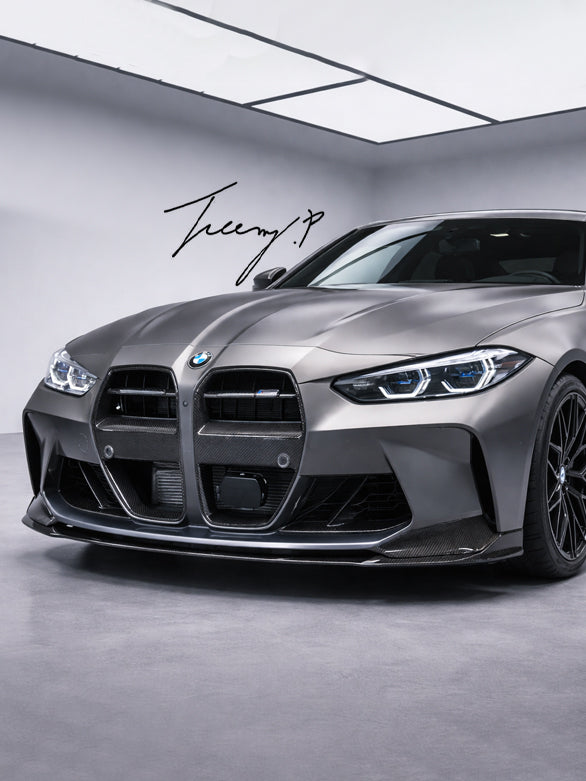 BMW G80 M3 and G82 G83 M4 2021 to 2023 GT style carbon fiber front grille upgrade
