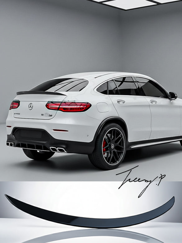 Gloss black rear boot spoiler fitted to a Mercedes GLC Coupe W253 (2016–2018).