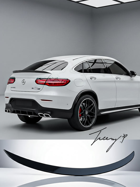 Gloss black rear boot spoiler fitted to a Mercedes GLC Coupe W253 (2016–2018).
