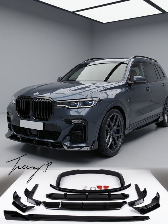BMW X7 G07 full body kit with front splitter diffuser side skirts and rear spoiler for 2019+ models
