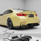 Real carbon fiber 4-piece PS style rear diffuser kit installed on a 2014-2019 BMW M3 F80 or M4 F82/F83