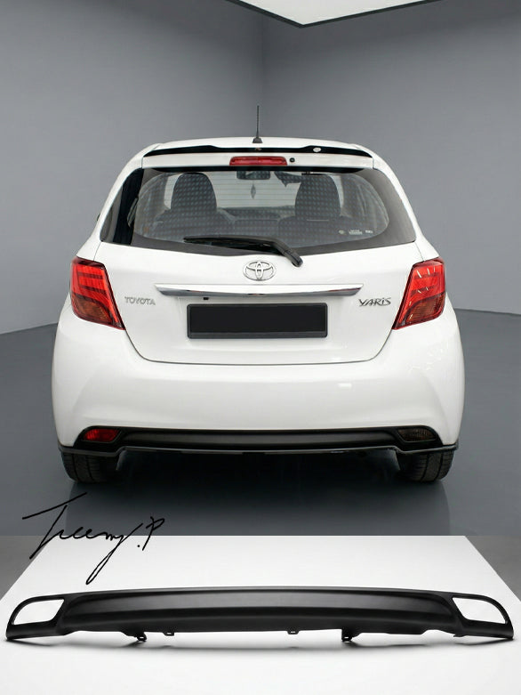 Rear bumper diffuser installed on a 2014-2017 Toyota Yaris.