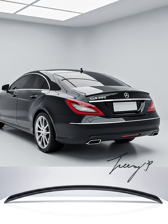 Rear boot trunk wing spoiler fitted to a Mercedes-Benz CLS W218 (2012–2017).