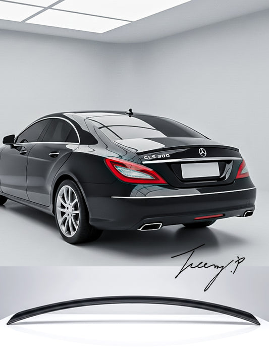 Rear boot trunk wing spoiler fitted to a Mercedes-Benz CLS W218 (2012–2017).