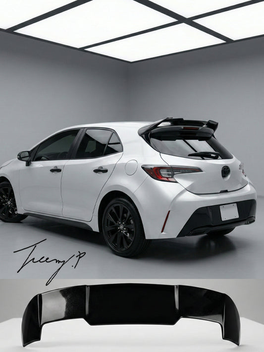 Gloss black ABS rear trunk lip spoiler boot wing installed on a 2018-2023 Toyota Corolla E210