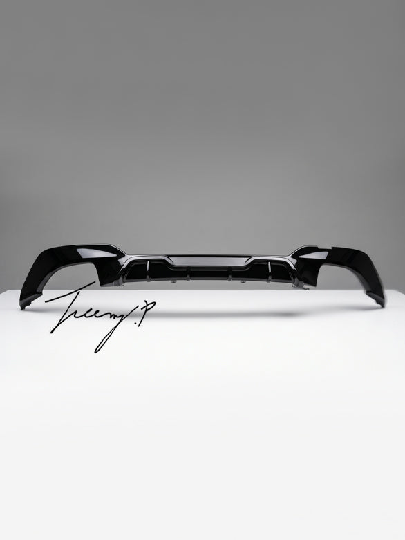 Gloss black rear diffuser with quad exhausts for BMW 3 Series G20 2018 to 2020 340i look
