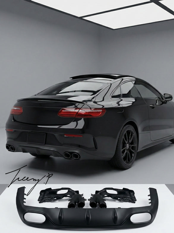 Mercedes E Class C238 A238 E53 look rear diffuser with tail pipes 2017 to 2023
