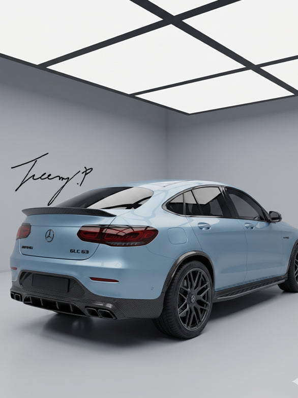 Carbon look rear trunk boot spoiler for Mercedes GLC Coupe C253 2016 to 2022
