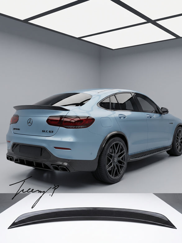 Carbon look rear trunk boot spoiler for Mercedes GLC Coupe C253 2016 to 2022