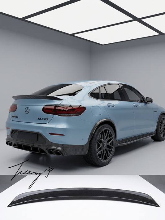 Carbon look rear trunk boot spoiler for Mercedes GLC Coupe C253 2016 to 2022