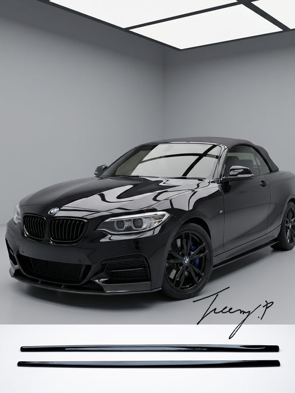 Gloss black M Performance side blade extensions for BMW 1 Series F20 F21 2012 to 2019 and 2 Series F22 F23 2014 to 2021
