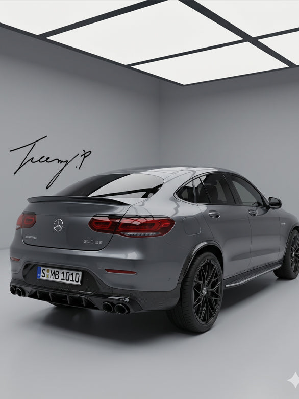 AMG GLC63 conversion rear diffuser with black pipes for Mercedes GLC Coupe C253 2016 and newer
