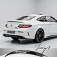 Gloss black rear trunk spoiler fitted to a Mercedes-Benz C-Class W205 Coupe AMG (2014–2019).