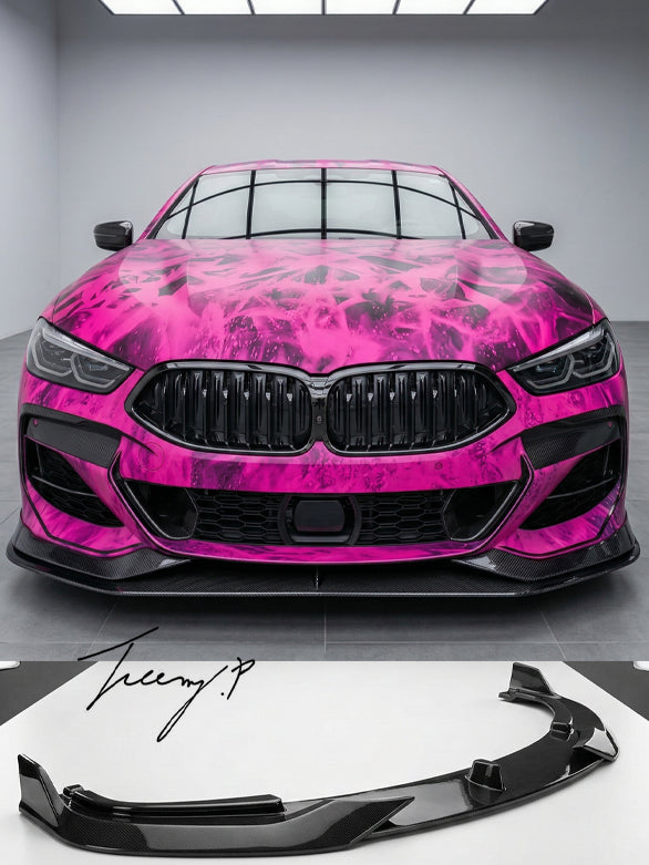 BMW 8 Series G14 G15 G16 carbon fiber look front bumper lip splitter 2019-2023
