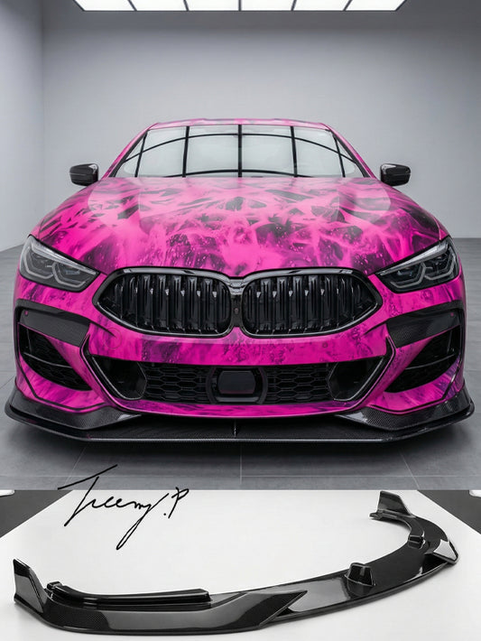 BMW 8 Series G14 G15 G16 carbon fiber look front bumper lip splitter 2019-2023
