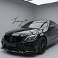 Gloss black front splitter lip for Mercedes C-Class W205 C205 AMG Line C43 (2015–2021).