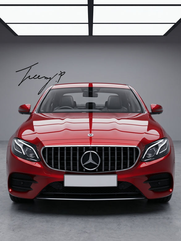 Black chrome GT Panamericana style front grille for Mercedes E Class W213 2016 to 2020
