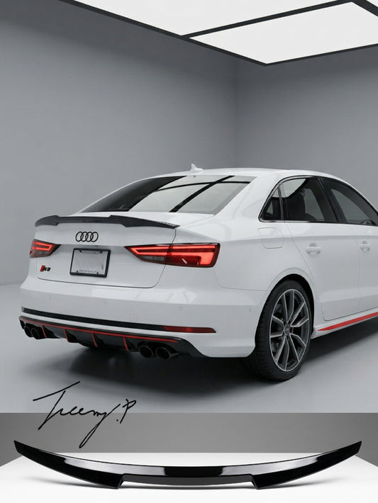 Audi A4 B9 S Line glossy black rear trunk lip spoiler wing 2017 and newer sporty sleek design
