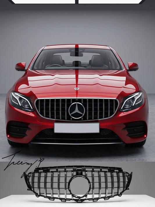 Black chrome GT Panamericana style front grille for Mercedes E Class W213 2016 to 2020
