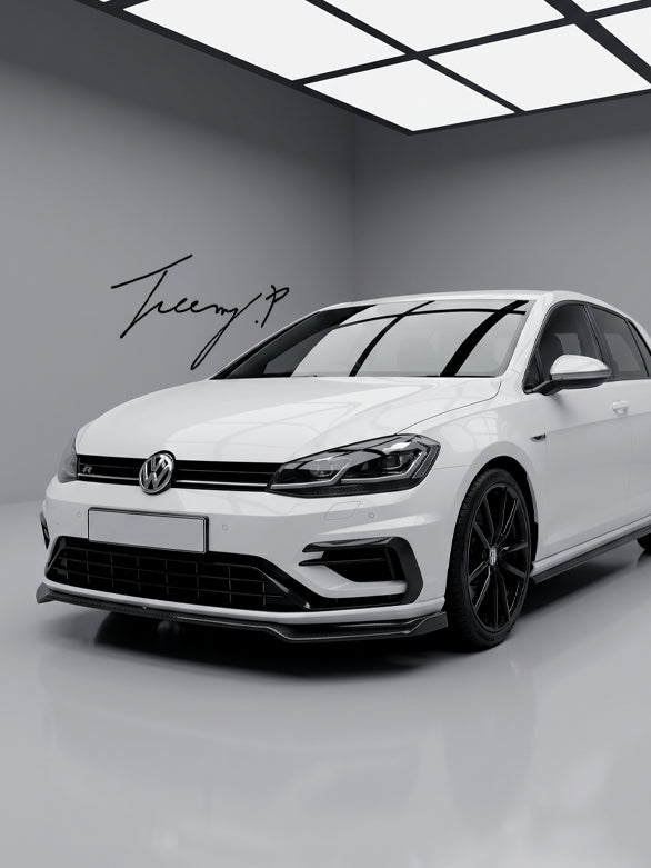 Gloss black front lip splitter for VW Golf MK7.5 R 2017 to 2020