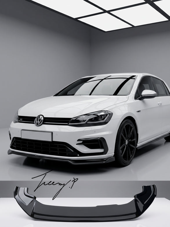 Gloss black front lip splitter for VW Golf MK7.5 R 2017 to 2020