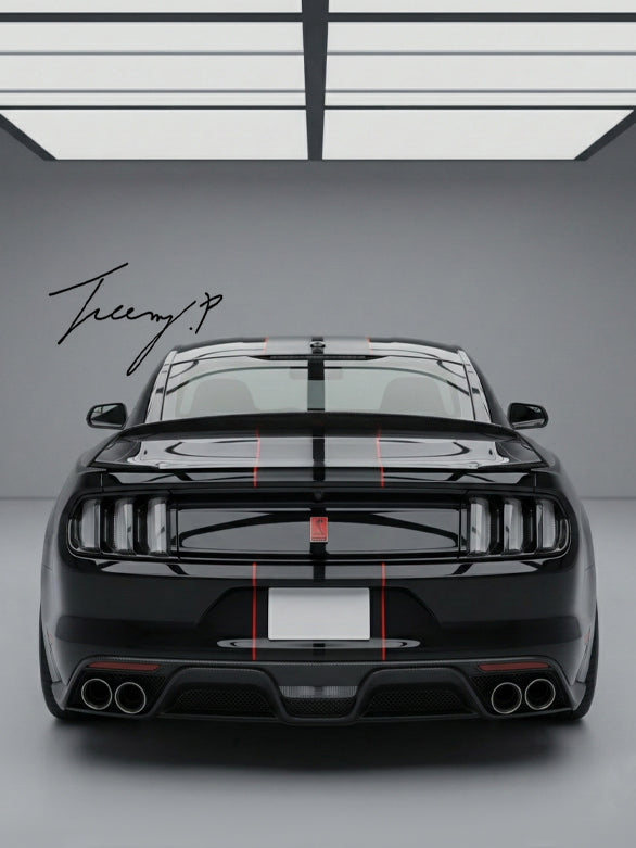 Ford Mustang GT350 style gloss black rear trunk spoiler wing for 2015–2020 models
