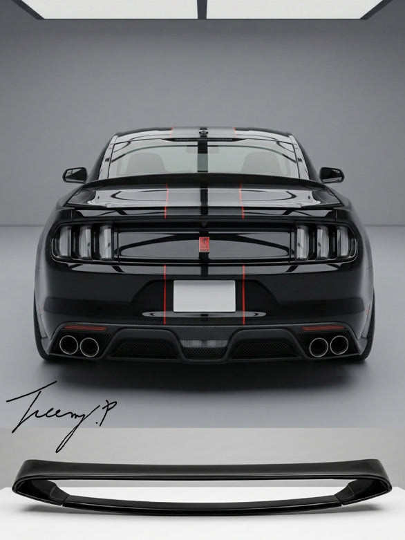 Ford Mustang GT350 style gloss black rear trunk spoiler wing for 2015–2020 models
