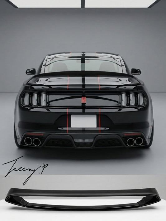Ford Mustang GT350 style gloss black rear trunk spoiler wing for 2015–2020 models
