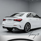 Gloss black rear trunk spoiler wing installed on a 2019 Mercedes-Benz A-Class A200 sedan