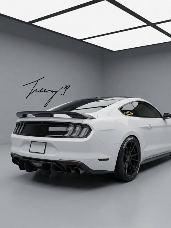 Ford Mustang Shelby GT500 style gloss black rear spoiler wing lip kit for 2015–2023 models
