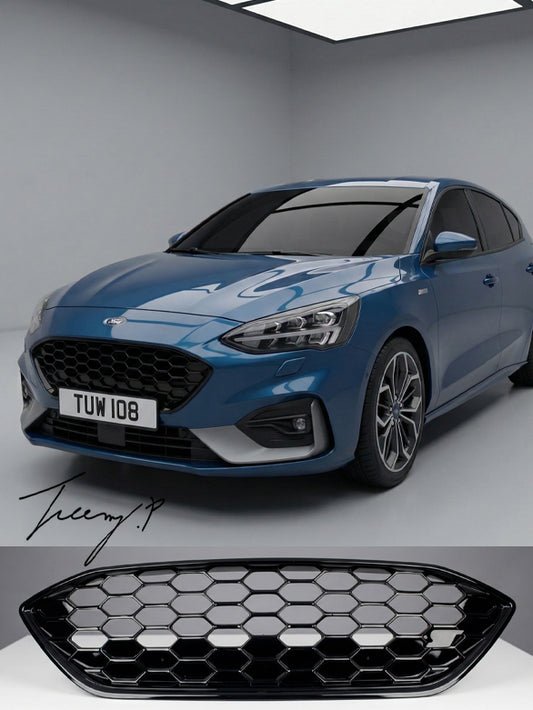 Ford Focus MK4 2018 to 2021 ST style gloss black mesh front grille
