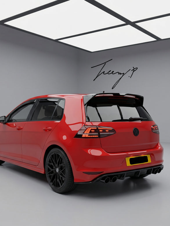 Gloss black Oettinger style rear boot roof spoiler for VW Golf MK8 and MK8 R Line 2019 and newer
