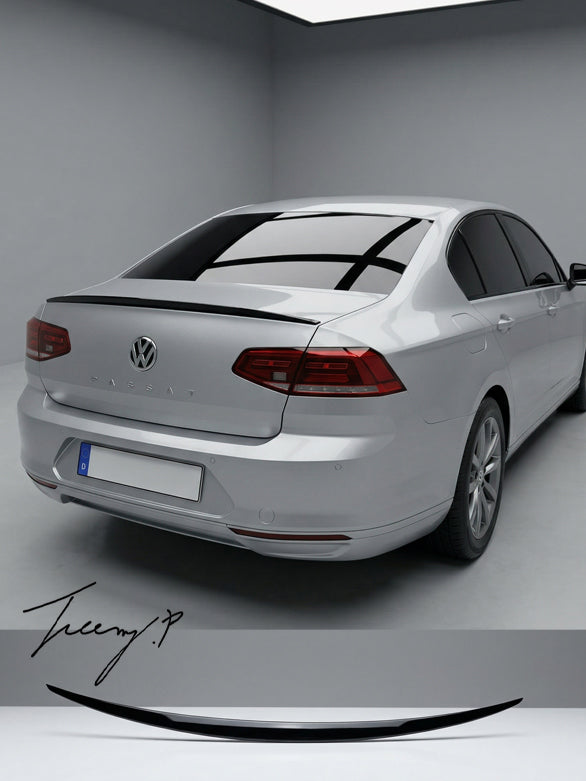 VW Passat B6 B7 piano black rear trunk lip spoiler 2005 to 2014

