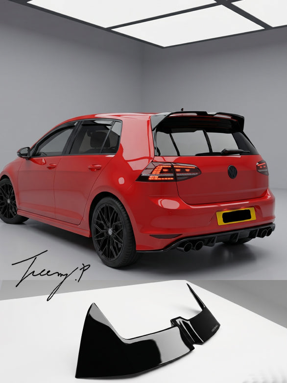 Gloss black Oettinger style rear boot roof spoiler for VW Golf MK8 and MK8 R Line 2019 and newer

