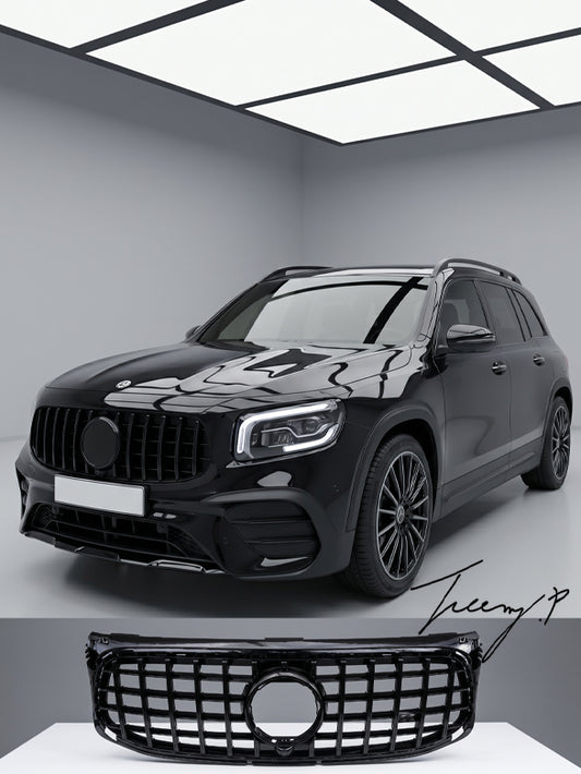 Mercedes GLB X247 gloss black Panamericana GT style front grille bold sporty front upgrade

