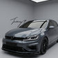 Gloss black front lip splitter for VW Golf MK7 and MK7.5 R Line GTI 2017 to 2020
