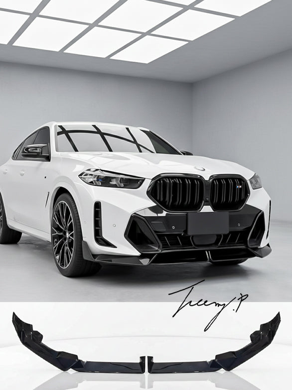 Gloss black front bumper lip spoiler splitters for BMW X6 G06 M Sport