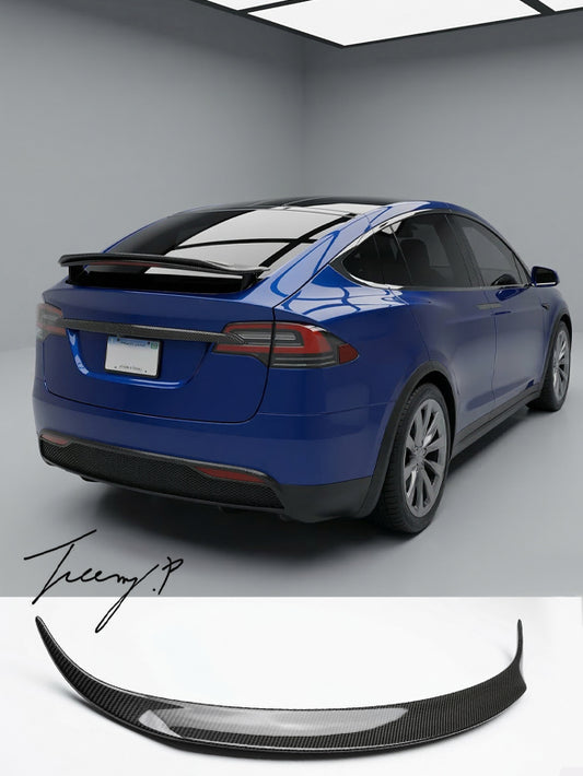Tesla Model X 2016+ carbon fiber rear trunk spoiler
