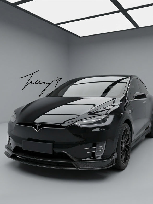 Tesla Model X 2016+ V style carbon fiber front splitter
