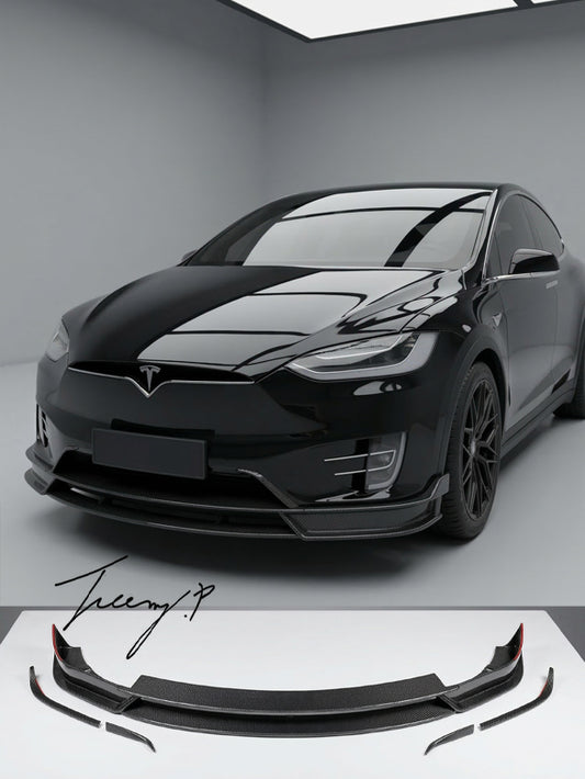 Tesla Model X 2016+ V style carbon fiber front splitter
